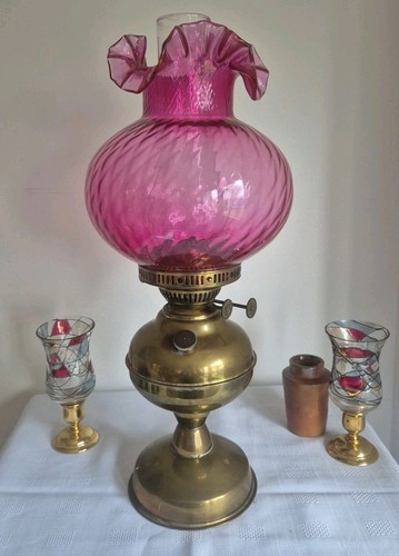 Antique oil lamp cranberry - oil,