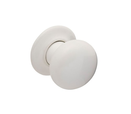 White ceramic door knobs - door, on