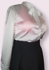 White Satin pussybow blouse