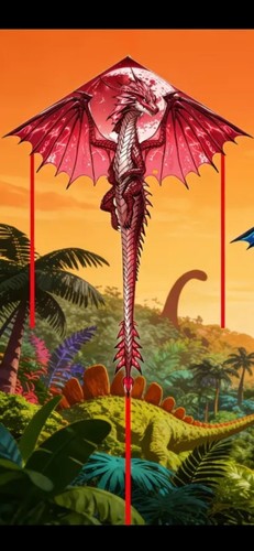 Large dark red dragon - red, kite