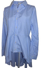 new Vera & Lucy blue stripe long sleeve collared hi low shirt  36 bust