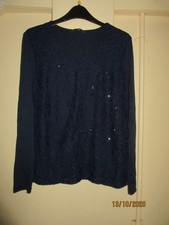 midnight blue sequin top size 14