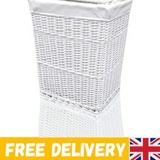 Durable White Wicker Laundry Basket with Removable Liner - Ideal for Indoor Use