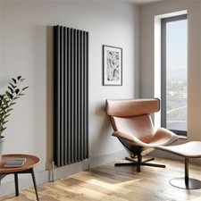 Vertical Oval Tube Double Panel Designer Radiator 1800x600mm Grey 20 Tubes