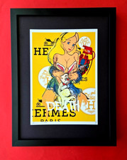 DEATH NYC Hand Signed Print Framed  16X12in COA SEXY ALICE IN WONDERLAND HERMES