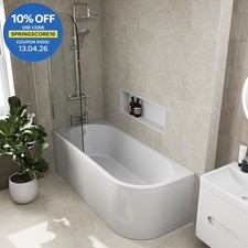 J Shaped Shower Bath Left Hand
