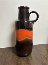 Vintage West German Fat Lava Vase – 52cm Tall – Brown & Orange - 409- 52