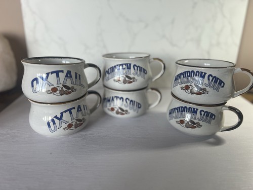Vintage ceramic soup mugs set - vintage,