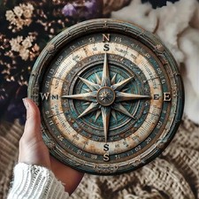 Wooden Nautical Compass Wall