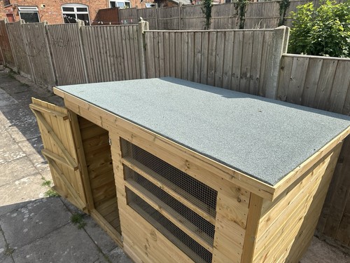 Wooden outdoor kennel lightly - outdoor, kennel,