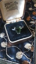 Antique Vintage 1950-s Green Peridot Sterling Silver Ring Size UK P 1/2 US 7 3/4