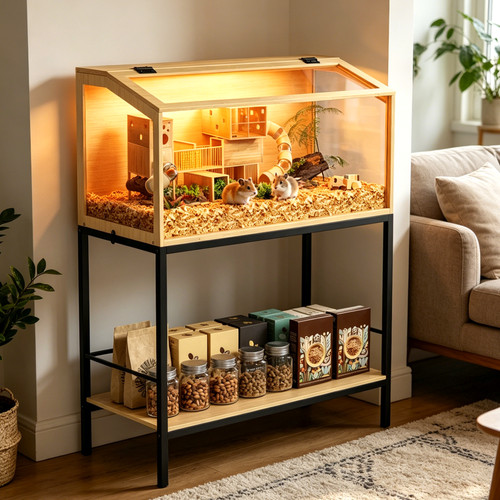 Large elevated wooden hamster - wooden,