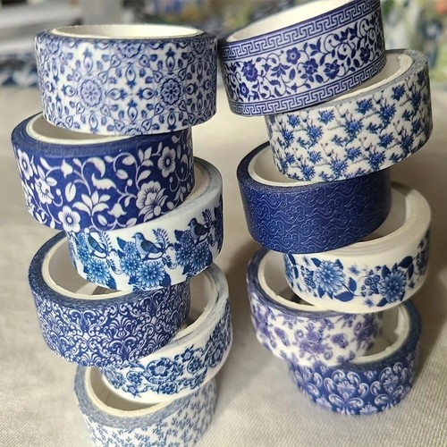 Rolls blue white - blue, washi