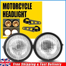 12V Twin Headlight Motorcycle Double Dual Lamp Motorbike Light Black Universal
