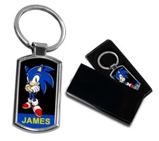 Personalised Sonic The Hedgehog Keyring / Bag Tag / Key Chain in a Gift Box