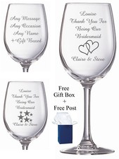 Personalised Engraved wine glass, mother of the bride - groom Bridesmaid gifts