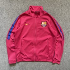 Vintage 00s Barcelona Football Training Track Jacket Zip Up Nike (M) Shirt Tech