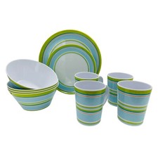 Melamine Dinner Set Camping Caravan Motorhome Boat 16pc Picnic Plates Bowls Mugs