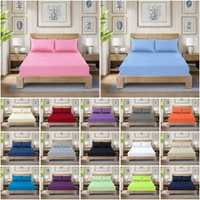 Full Fitted Sheet Bed Sheets 25cm Deep Single Double King Super King Size