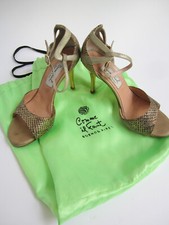 Comme il Faut 2 Tone Gold Snake-print Argentine Tango Heel Shoes Size 37