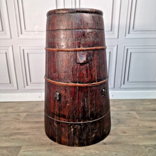 Antique Barrel Planter Solid Wood Stick Umbrella Stand Chinese Baby Warmer