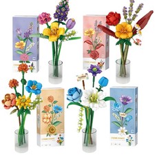 Artificial Flower Bouquet Building Blocks Set, DIY Bricks Plant Toy Decoration