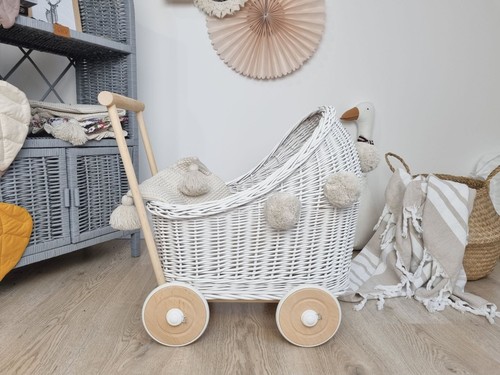 Wicker doll trolley white - trolley,