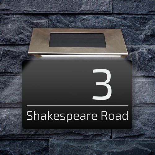 House number plaques - plaques, solar