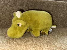 VINTAGE MERRYTHOUGHT IRONBRIDGE SHROPSHIRE ENGLAND GREEN HIPPO SOFT PLUSH Small