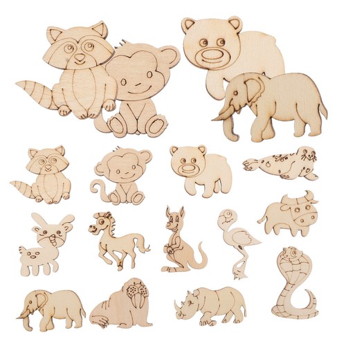 Beige wooden animal - wooden, cutouts
