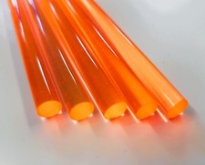 Acrylic Round Bar fluorescent Orange Rod 1/4" Various Lengths 50mm to 600mm long
