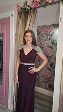Womens Bridesmaids Maxi Plum Wedding Evening Dress Black Tie Awards Prom Debs