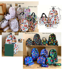 3Pcs Set Kids School Bag Large