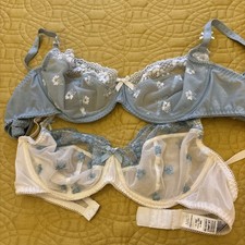 Sea Green Blue and Cream Set Of Two M&S Bra’s Size 34C