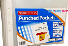 100 x A5 Clear Plastic Punched