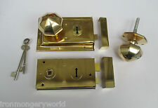 OLD VICTORIAN RETRO TRADITIONAL OCTAGONAL RIM DOOR KNOB LOCK SET