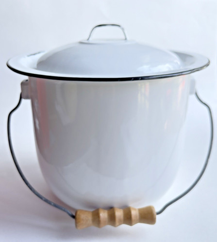 Vintage white enamel chamber - vintage,