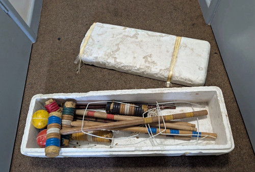 Vintage wooden croquet set - vintage,