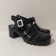 JuJu Black Jelly Heel Sandals