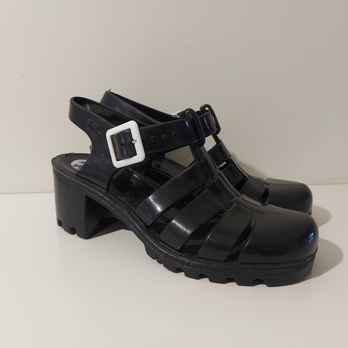 Juju black jelly heel sandals - heel,