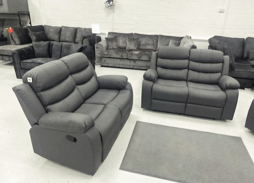 Roma grey leather recliner - grey,