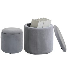 HOMCOM Fabric Storage Ottoman