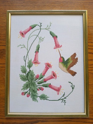 Framed needlepoint hummingbird - needlepoint,