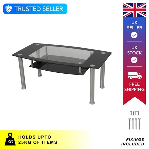 Black glass coffee table - black,