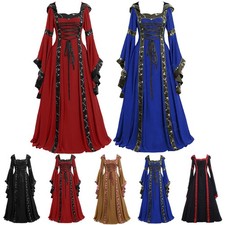 Ladies Halloween Renaissance Medieval Gothic Witch Costume Fancy Dress Cosplay