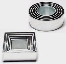 SET OF 10 CAKE BAKING PANS 5 TIER SQUARE, 5 TIER CIRCLE ROUND WEDDING CAKE TINS