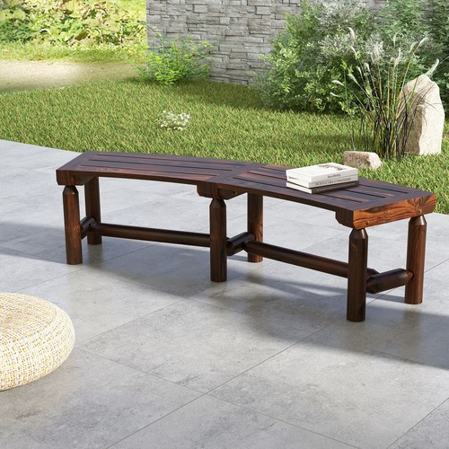 Round table patio curved bench - curved,