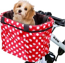 Dog Bike Basket Bag with Reflective Stripe Multipurpose Pet,Bike Handleber Fron