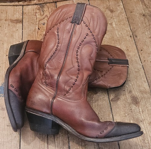 Brown leather vintage cowboy - brown,