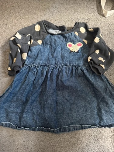 Toddler denim dress - denim, polka